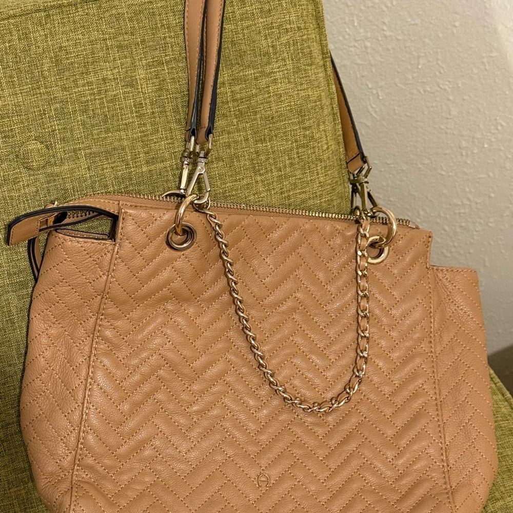 Etienne Aigner Brown Chevron Shoulder Bag